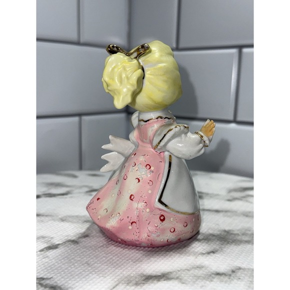 vintage Lefton Shopper Girl Figurine Blonde White Dress Japan - Picture 5 of 10